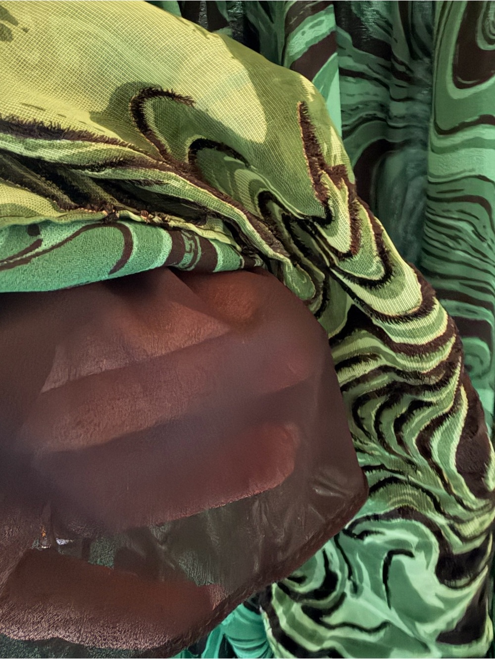 MISA LOS ANGELES Aydenis Teared Green Marble Print Long Sleeve Dress - Picture 12 of 15